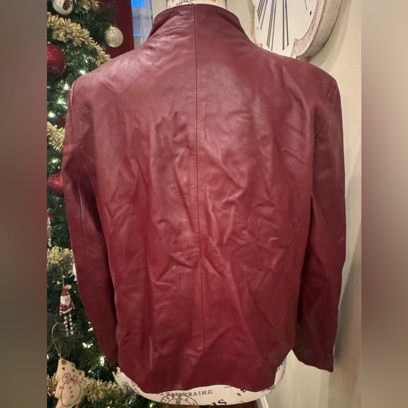 Vintage Siena Studio Dark Red Burgundy Leather Jacket Zip Y2K Women Large Luxury - Picture 11 of 16